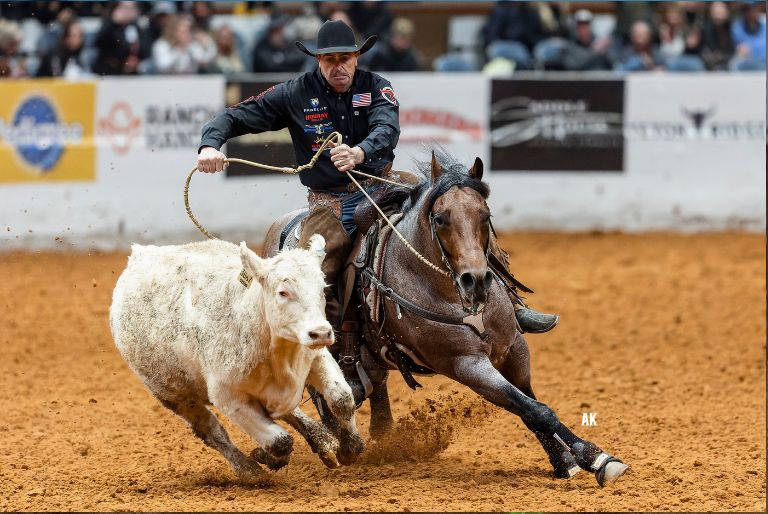 Man roping on horse